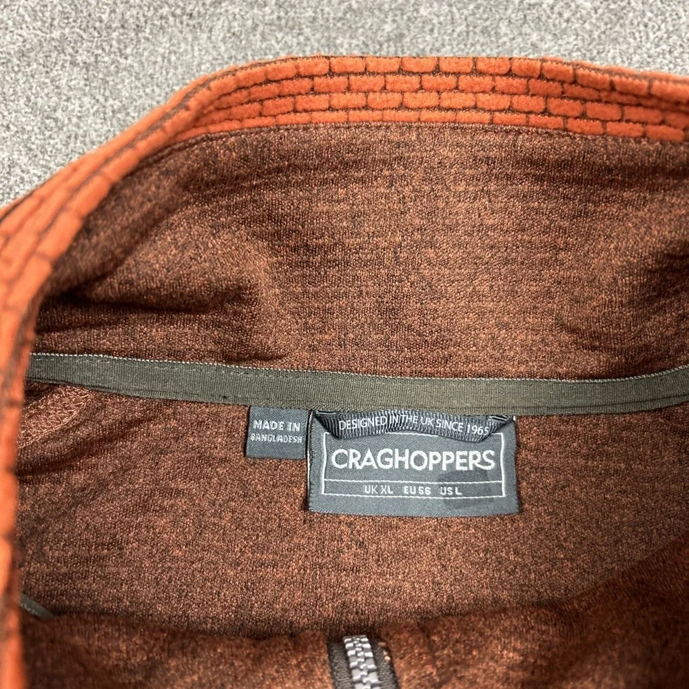 Craghoppers 1/2 Zip Sweater Mens Large Orange Waffle Knit Fleece Pullover
